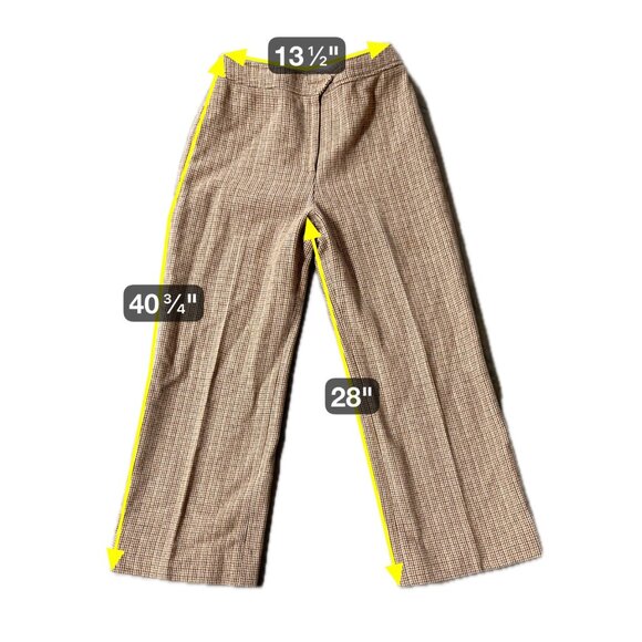 Vintage Womens Pants Tan Brown Houndstooth The Villager USA Union Made Retro - Picture 9 of 9